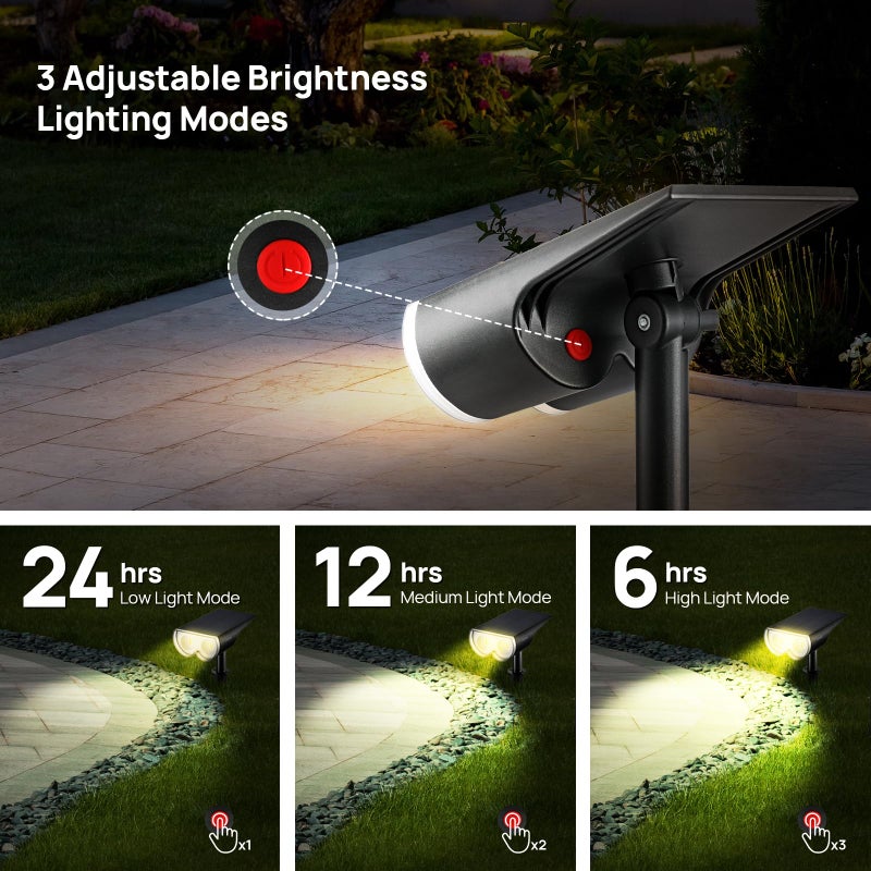 Consciot Solar Spot Lights Outdoor, 16 LEDs IP67 Waterproof, Auto On/Off Solar Landscape Spotlights, 2-in-1 Adjustable Wall Lights for Garden Yard Pathway, 6 Pack (Warm White) - Image 2
