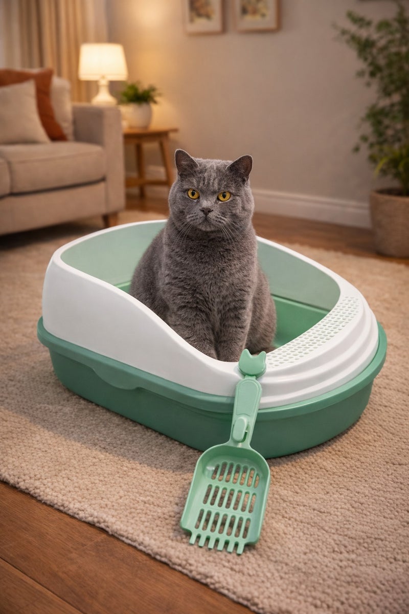 vsell24 Cat Litter Box with Scoop – Deep, Easy-Clean Tray– 56×39×26cm - Image 2