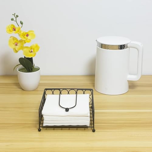 PEBBLECRAFTS Flat Tissue Holder for Kitchen & Dining Table, Modern Lattice Tissue Basket Holder with Weighted Arm-Elegant Square Metal Paper Tissue Dispenser for Countertops & Outdoor (Design 2) - Image 5