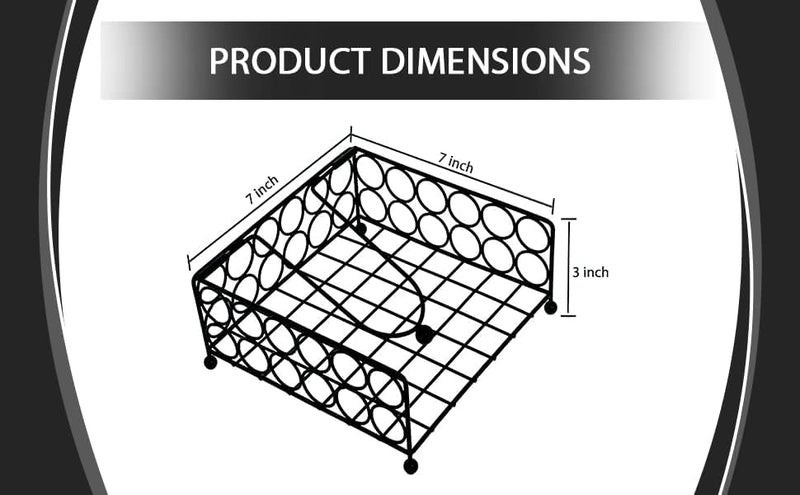 PEBBLECRAFTS Flat Tissue Holder for Kitchen & Dining Table, Modern Lattice Tissue Basket Holder with Weighted Arm-Elegant Square Metal Paper Tissue Dispenser for Countertops & Outdoor (Design 2) - Image 2