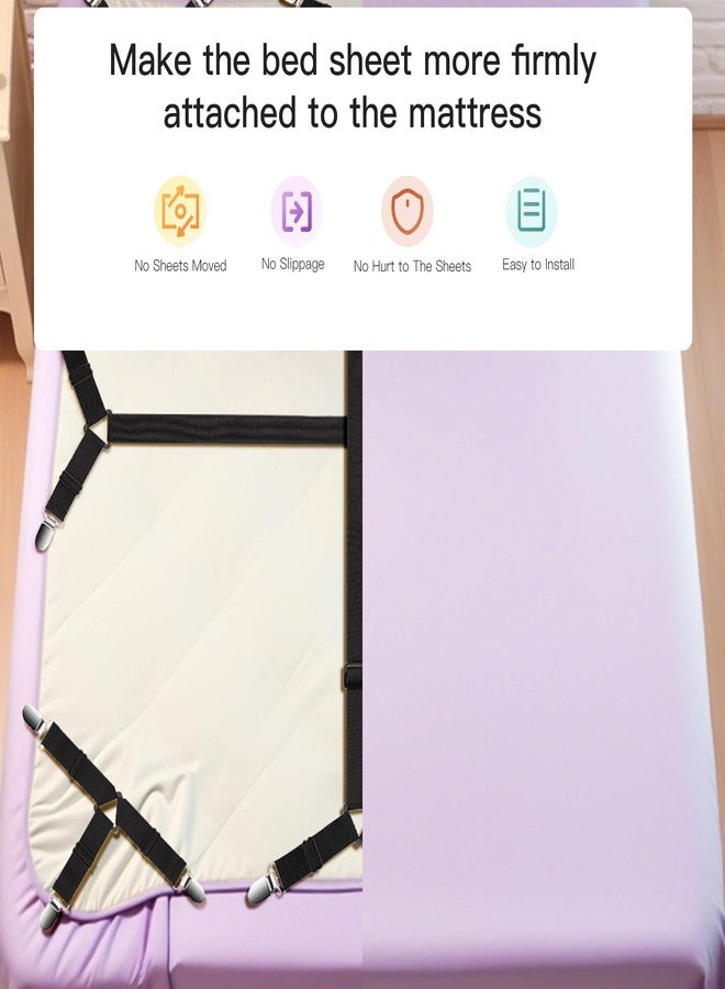 EasYoung 12PCS Bed Sheet Straps, Secure & Adjustable Fitted Sheet Holders for Full, Queen, King & More, Heavy Duty Nylon & Metal Clips - Image 2
