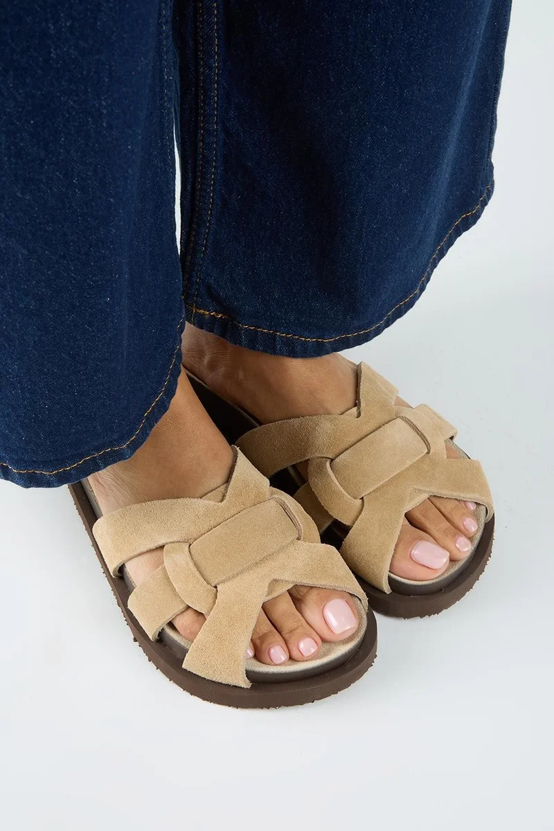 Manijero Manijero Bartolo Women's Genuine Leather Cage Sand Slippers