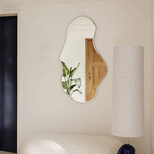 TINITALO Frameless Free Form Decorative Mirror Glass Wall Mirror For Bathrooms Mirror In Home Mirror Decor Mirror Size 18 X 36 Inch Qg 108Silver