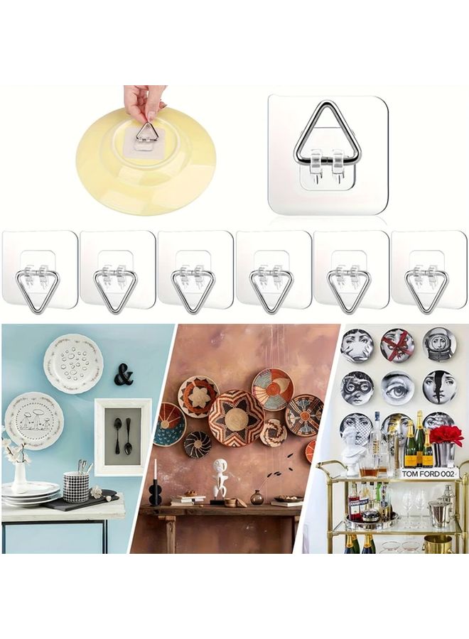 6pcs Invisible Adhesive Wall Plate Hangers Vertical Sleek Mount For Display Art Picture - Image 1