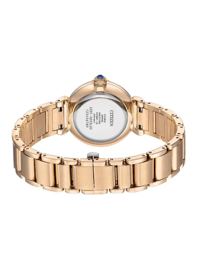 سيتيزن Women's Stainless Steel with Rose Gold Plating Strap Eco-Drive Standard Watch EM1073-85Y - 29.5 mm