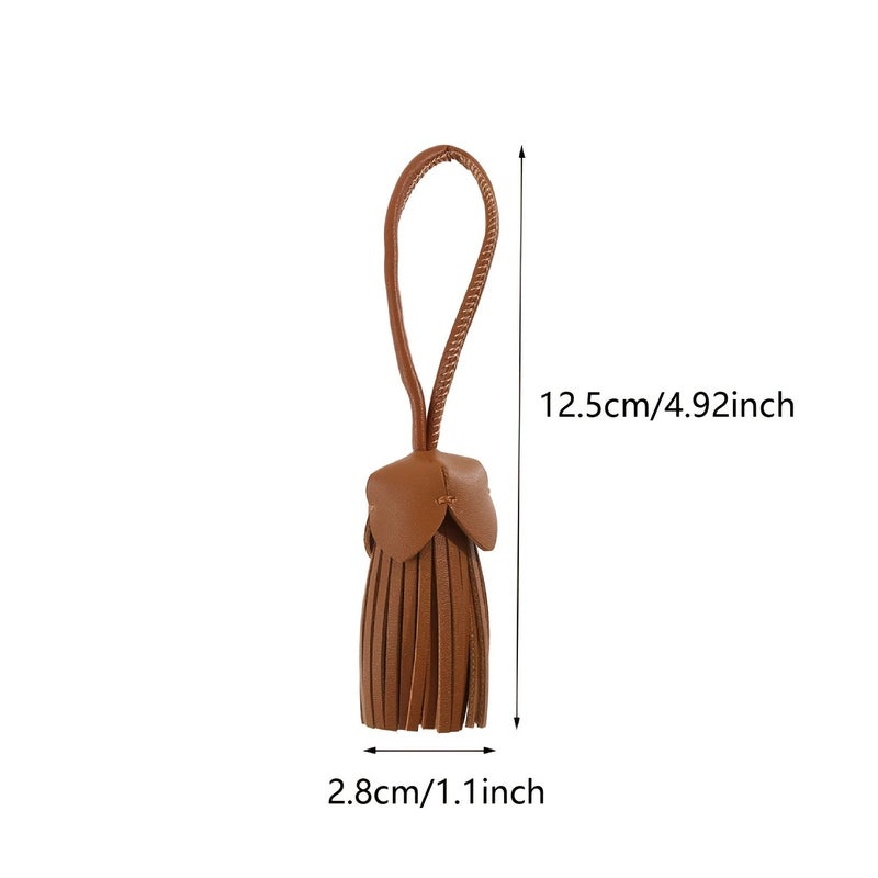Brown Leather Tassel Pendant Charm For Bags Keys Car - Image 5