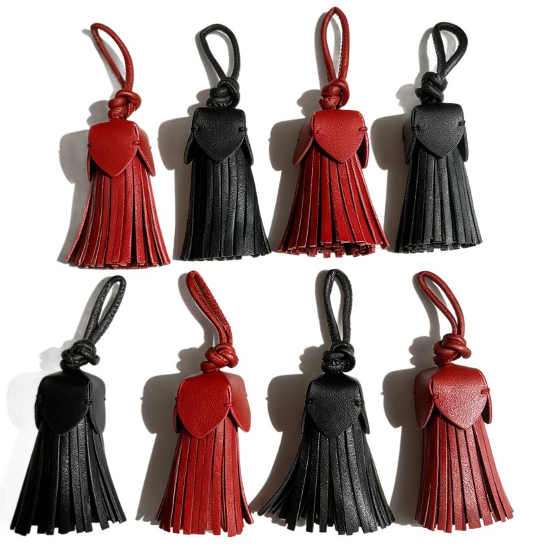 Brown Leather Tassel Pendant Charm For Bags Keys Car - Image 2