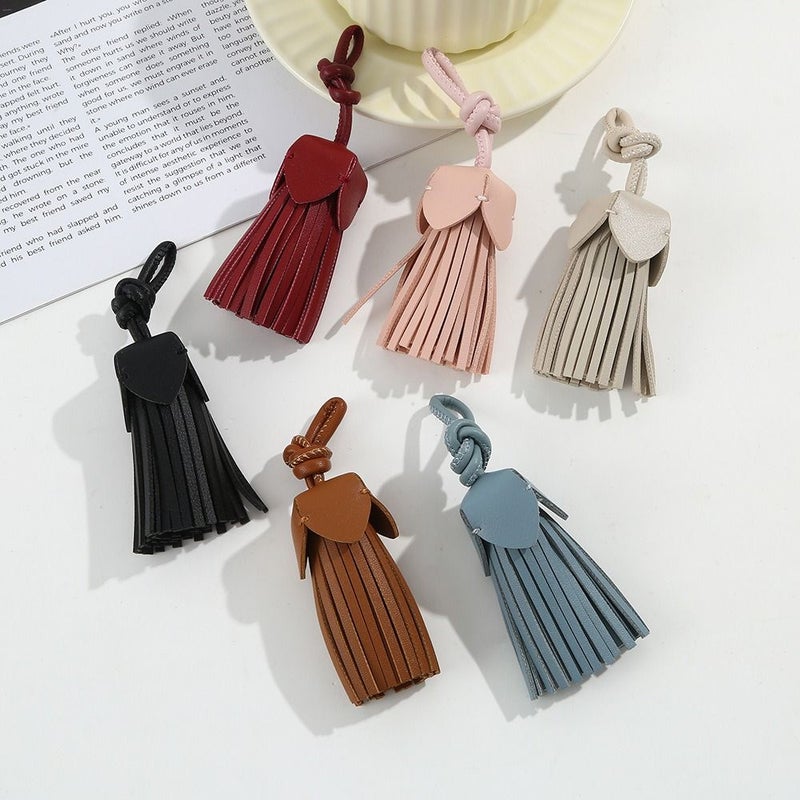 Brown Leather Tassel Pendant Charm For Bags Keys Car - Image 1