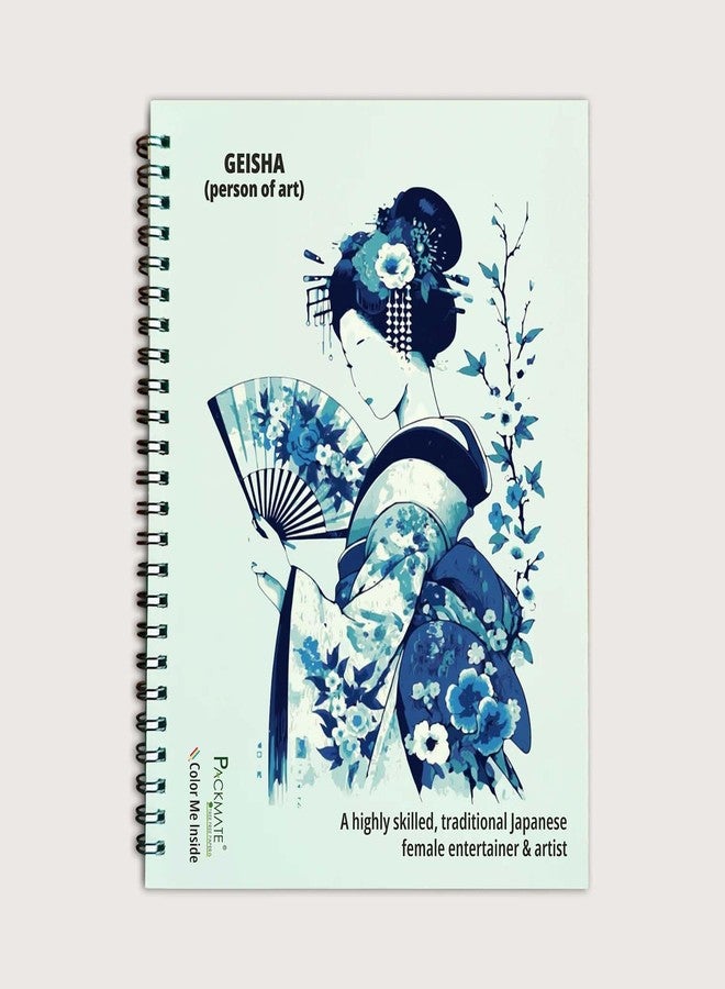 Packmate Tree Free Paper Packmate Geisha Spiral Notebook, Japanese Theme, Tree Free Paper, Lined Pages, Date & Page Number Fields - Image 1