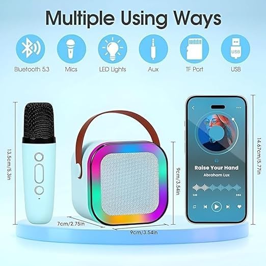 Camin Bluetooth Wireless Karaoke Speaker with Mic, Birthday Parties & Events, Kids Playing Speaker Toys, Home Singing AI Voice Changer Bluetooth Speaker with Mic - Image 3