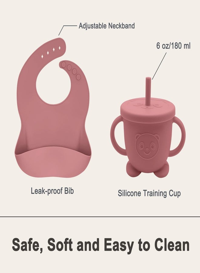 Munlinder Silicone Baby Feeding Set | Baby Led Weaning Supplies Includes Suction Bowls and Divided Plates, Adjustable Bib, Baby Utensils Spoons and Forks,Cup | Baby Feeding Essentials (Red) - Image 5
