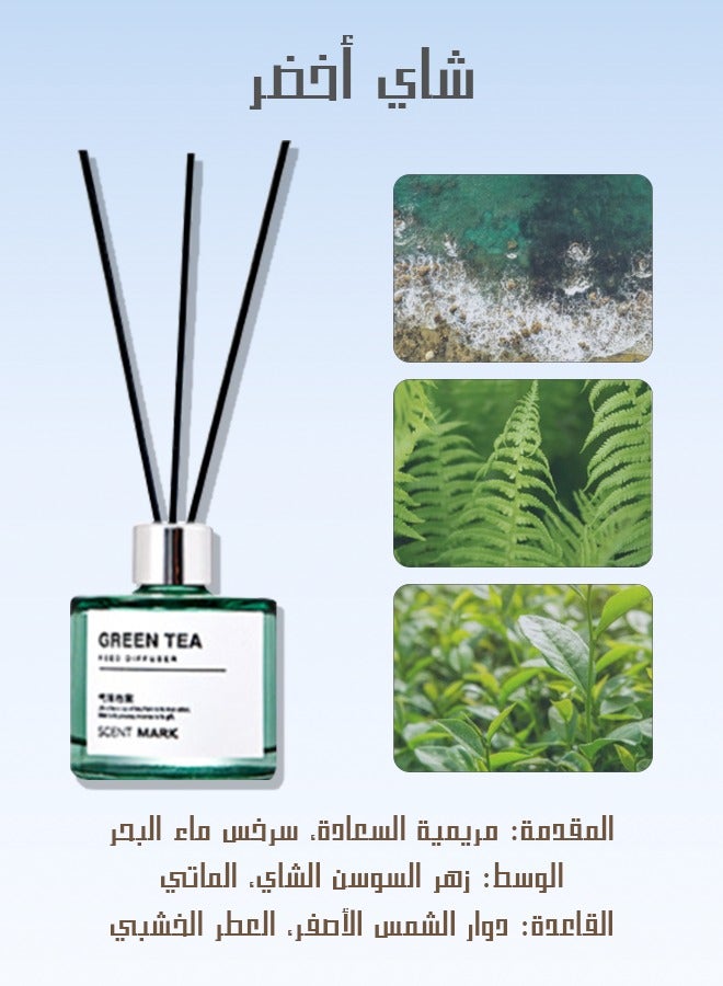 Litus Home Perfume Reed Diffuser,Green Tea(Refreshing Green Tea Breeze) Fragrance,5 Rattan Reeds,50ml - Image 2