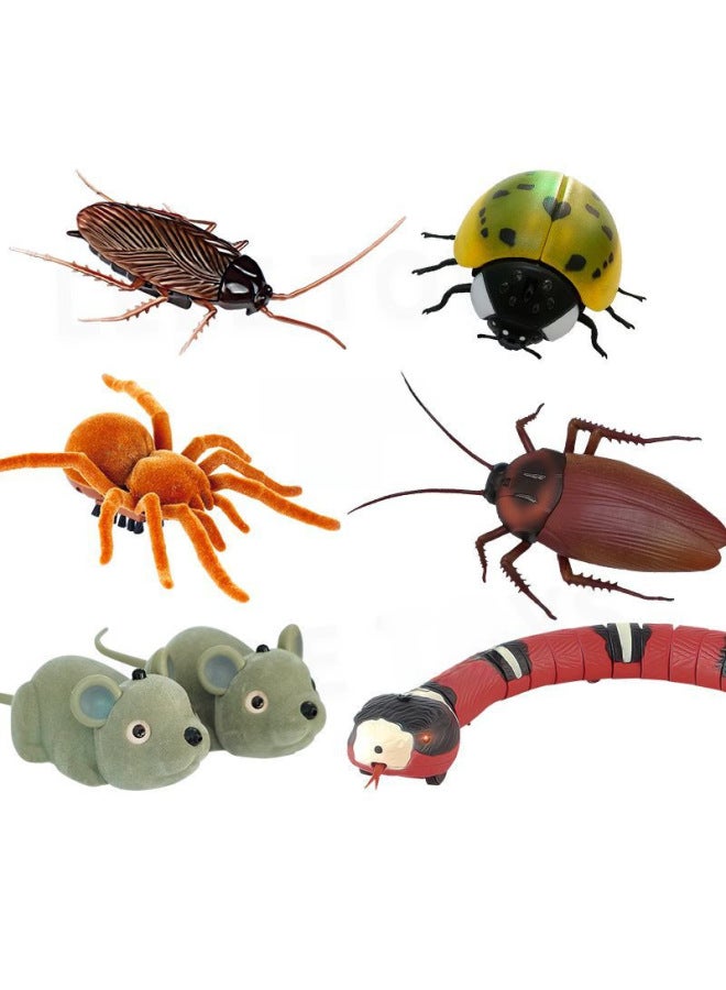 Cat Dog Electric Induction Obstacle Avoidance Cockroach Children Interactive Ladybug Remote Control Mouse Reptile Toy-Color:Electric Swing Caterpillar