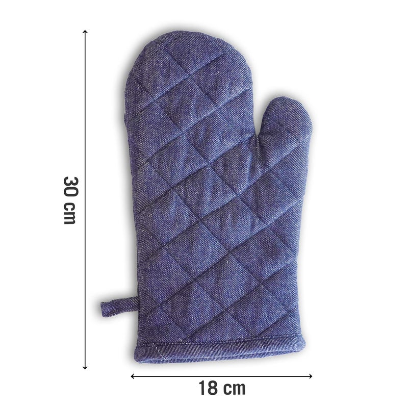 Ecotribe High Heat Resistant Oven Mitts-Polywaded Cotton Gloves-BBQ Accessories Kitchen Long Gloves, Free Size, Pack of 2, Blue - Image 3