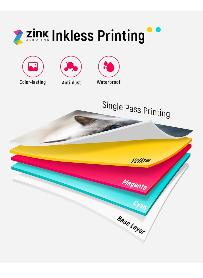 Liene - Liene 2x3” Photo Printer, Mini Photo Printer with 55 Zink Adhesive Photo Paper, Bluetooth 5.0, Compatible with iOS & Android, Portable Color Mono Instant Photo Printer for iPhone, Smartphone, Pearl White - Image 1