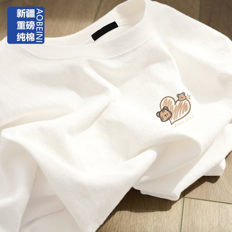 White Short-Sleeved T-Shirt For Women 2024 Slim Large Size Pure Cotton Bottoming Half-Sleeved Top Ins Clothes T-Shirt - Image 1