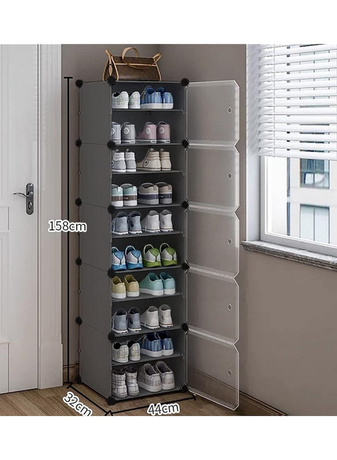Zemic Zemic Plastic Shoe Rack Organizer - 30 Pair Tower Shelf Storage Cabinet Stand Expandable for Heels, Boots, Slippers (Grey)  - Image 2
