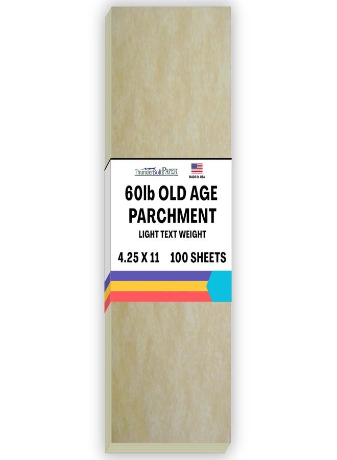100 Old Age Parchment 60lb Text Weight 4.25 X 11 inches Half Letter Size Cut Long - Stationery Paper - Printable Old Parchment Semblance