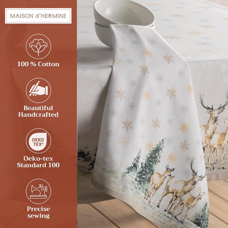 Maison d' Hermine Maison d Hermine Cloth Napkins Set of 4 100 Cotton Everyday Reusable Square Napkins Cloth Washable Dinner Party Wedding Restaurant Deer in The Woods 20 x 20 - Image 2