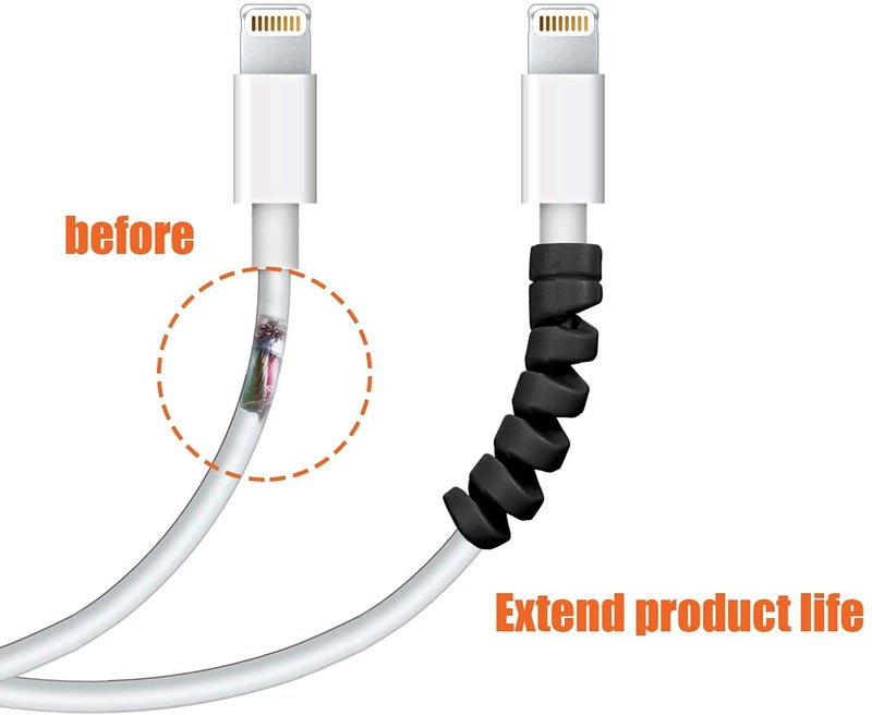 Striff 12 قطعة واقيات كابل شاحن حلزونية لحماية الأسلاك وحفظ كابل البيانات (أبيض) - Image 5