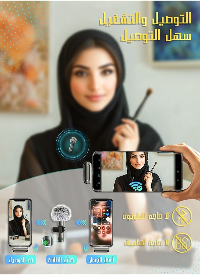  لیتوس  - ميكروفون لافاليير لاسلكي للأيفون والآيباد وأجهزة Type-C – مايك لاسلكي صغير مزود بـ 2 ميكروفون لاسلكي للأندرويد والأيفون، يعمل مباشرة بدون تطبيق، تقنية 2.4G، تأخير منخفض للغاية، مزود بشريحة تقليل الضوضاء، مثالي لتسجيل الفيديو، المقابلات، البودكاست، TikTok وYouTube - Image 1