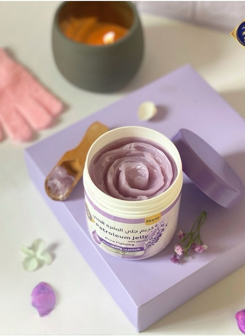 Kunooz H Kunuz H Vaseline, Glycerin & Lavender Cream - Deep Moisturizing for Dry and Sensitive Skin, Cracked Skin Treatment, Suitable for Eczema and Diabetics, 100% Natural for Extra Softness and Long-Lasting Protection 500ml  - Image 1