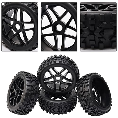 JIUWU 4-Pack High-Performance RC Off-Road Wheels and Tires - 17mm Hex, 1/8 Scale, Durable Black Construction - Image 2