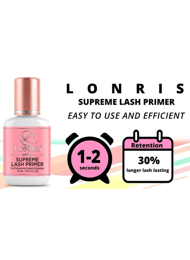 LONRIS Eyelash Extension Primer 30% Better Retention Lonris Cleanser 15 Ml/Protein Oil Remover/Increase Adhesive Bonding Power/Pretreatment For Individual Semipermanent Extensions Glue Supplies - Image 4