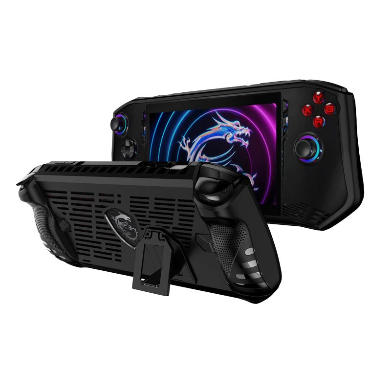 مناسب لحالة حماية MSI claw، مقوس TPU، ملحقات أجهزة اللعب المحمولة، حالة حماية مضادة للسقوط، لون أسود - Image 1