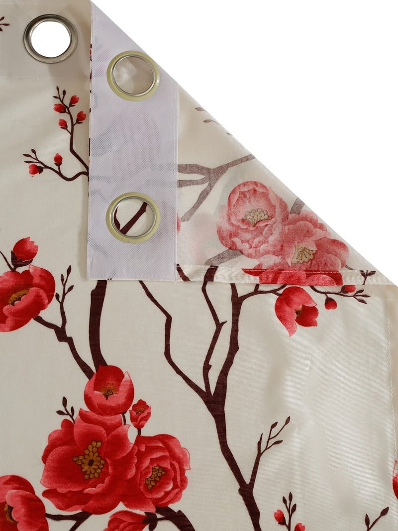 Fashion String 2 Piece 3D Tulips Eyelet Polyester Long Door Curtains 9 Feet Red - Image 5