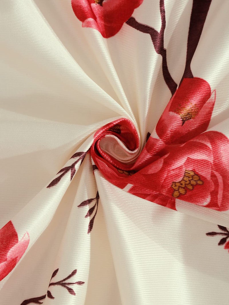 Fashion String 2 Piece 3D Tulips Eyelet Polyester Long Door Curtains 9 Feet Red - Image 4