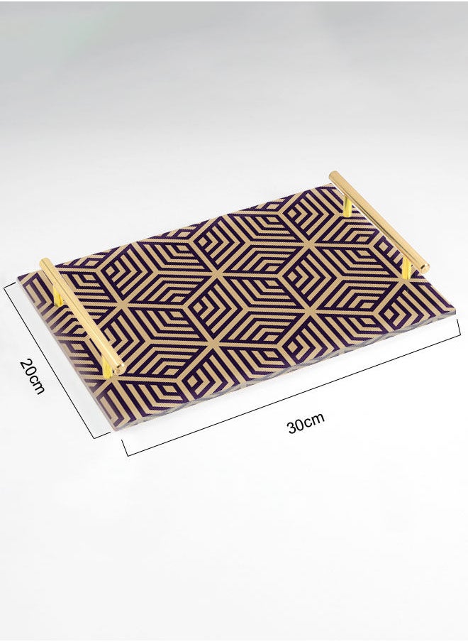 LOWHA Decorative Acrylic Serving Tray with Gold Color Metal Handles Modern Shape 20x30cm  - Image 2