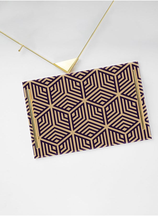 LOWHA Decorative Acrylic Serving Tray with Gold Color Metal Handles Modern Shape 20x30cm  - Image 3