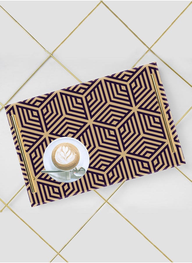 LOWHA Decorative Acrylic Serving Tray with Gold Color Metal Handles Modern Shape 20x30cm  - Image 5