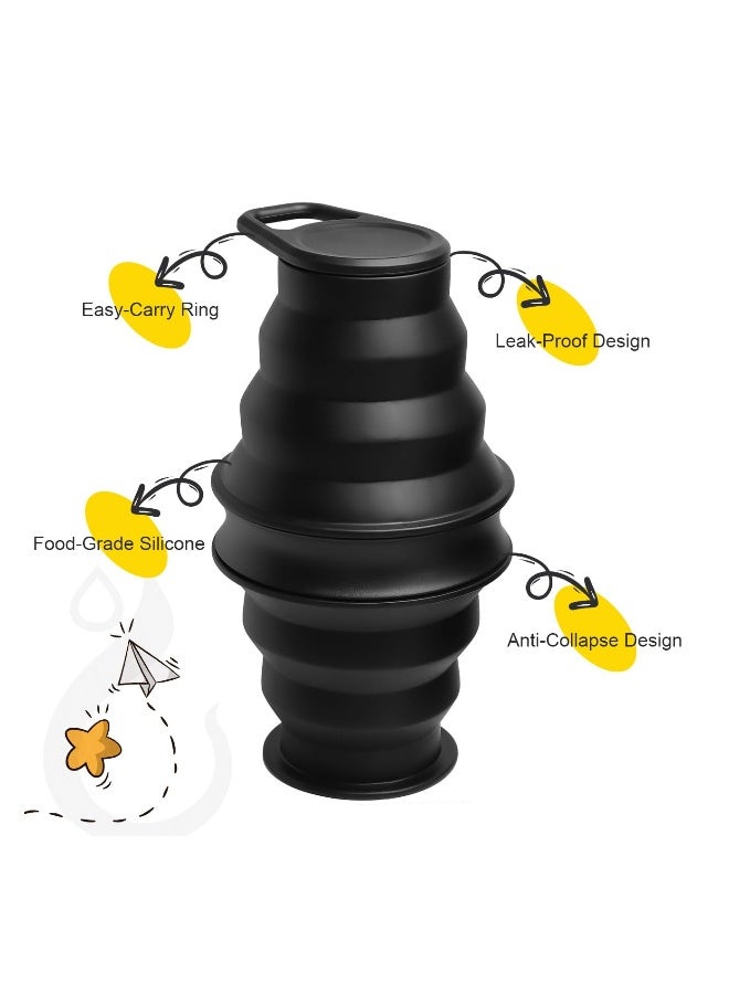 Generic Collapsible Water Bottles, Lightweight portable water bottle, 17 Oz Leak Proof Reuseable Foldable Silicone Bottle with Anti-Collapse Ring for Travel Camping Hiking Outdoor Indoor Sport, BPA Free - Image 3