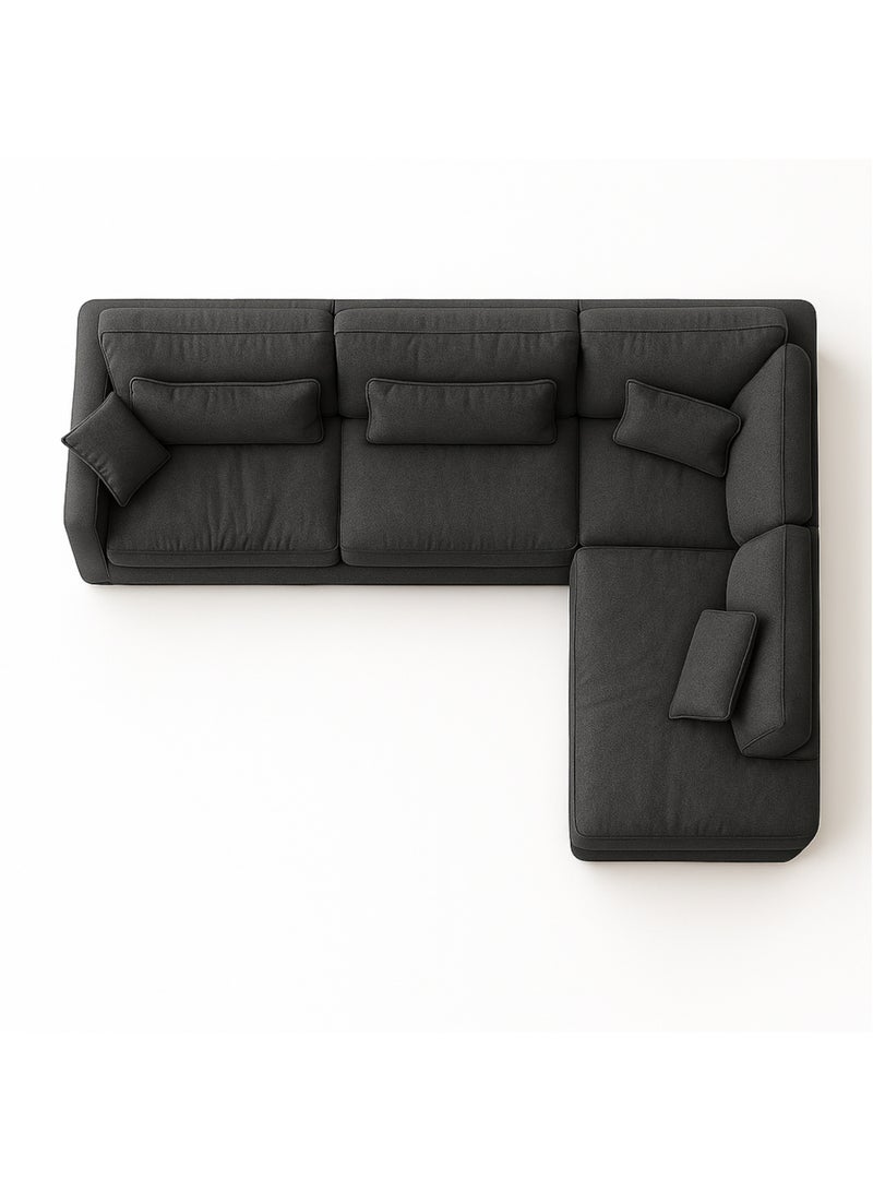 KUSTOMDECO Luxury Modular L-Shape Sectional Sofa | Plain Fabric Corner Sofa |Customizable Sectional Sofa  Oversized Modern with Left or Right Facing for Living Room Furniture (Dark grey) - Image 4