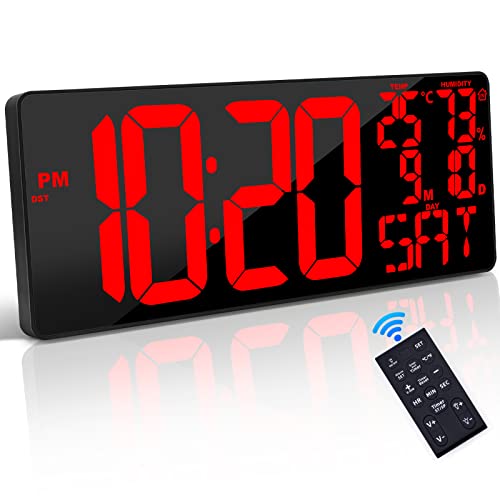 Xflyee [Oversized] 18" Large Digital Wall Clock with Remote Control, Auto-Dimming Digital Clock Display with Date/Temp/Week, DST, Alarm, 5.9”Jumbo Numbers Large Digital Clock for All Spaces Use - Image 1