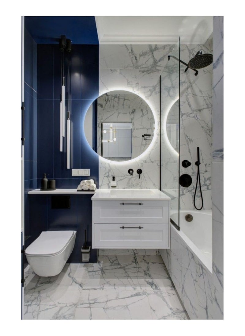 Generic White Led Wall Mirrors 70X70X3Cm  White  - Image 2