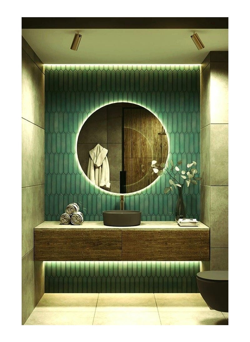 Generic White Led Wall Mirrors 70X70X3Cm  White  - Image 1