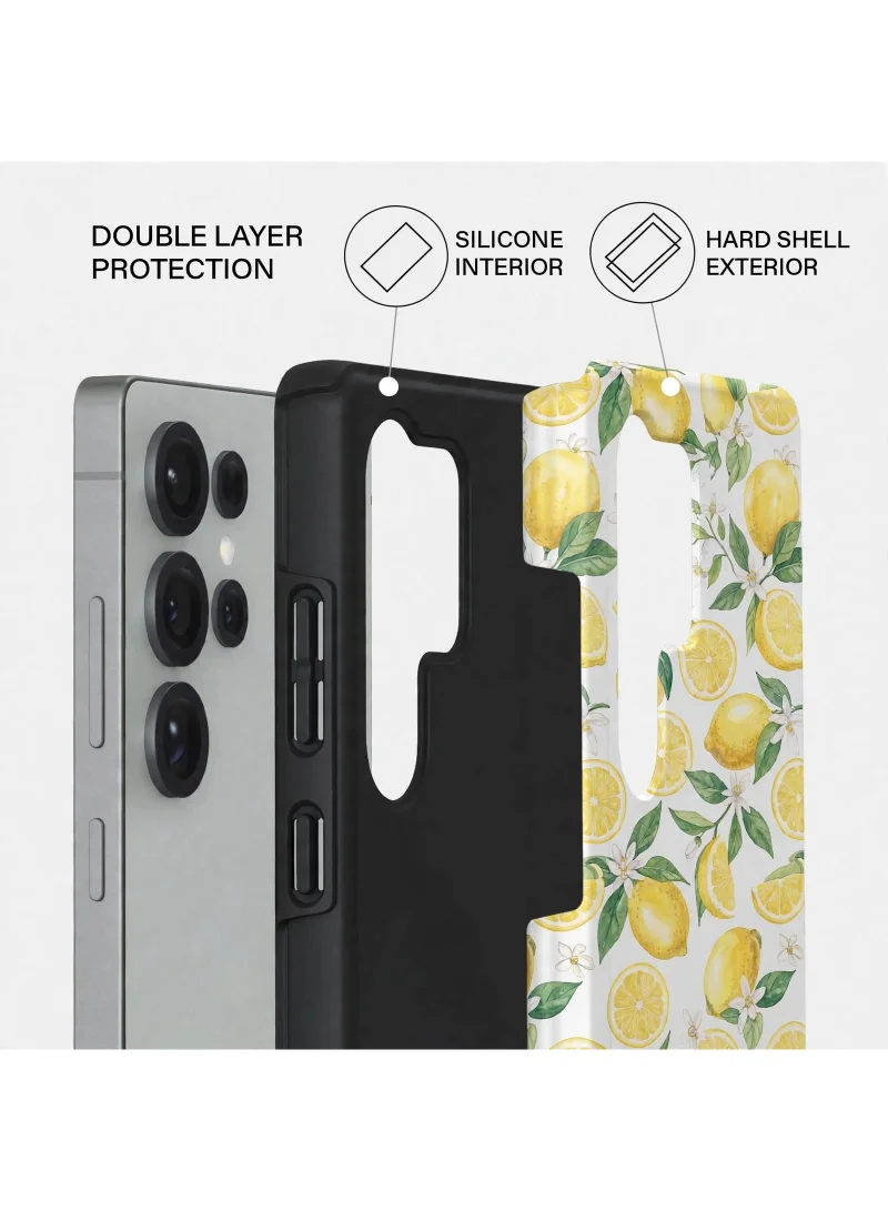 Mobcos Samsung Galaxy S25 Ultra Lemon Daisy Premium Case Compatible with Hybrid Dual-Layer Hard Shell + Silicone Protection - Scratch-Resistant Shockproof Mobile Cover