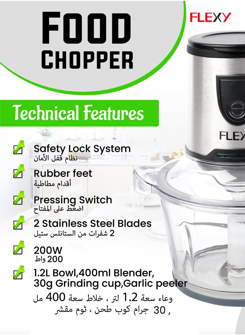Flexy - Flexy Food Processor Electric Chopper Mincer And Blender For Meat And Veggies With Garlic Peeler - Image 1