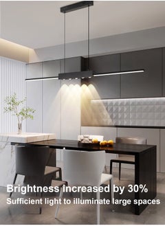 LOOPITYS Modern linear pendant light, creative long point pendant light, hanging pendant light, 3000k-6000k temperature adjustable island light, suitable for restaurants, kitchens, living rooms, bedrooms, etc.  - Image 2