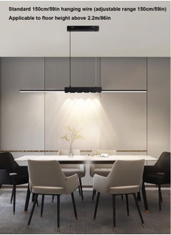 LOOPITYS Modern linear pendant light, creative long point pendant light, hanging pendant light, 3000k-6000k temperature adjustable island light, suitable for restaurants, kitchens, living rooms, bedrooms, etc.  - Image 4