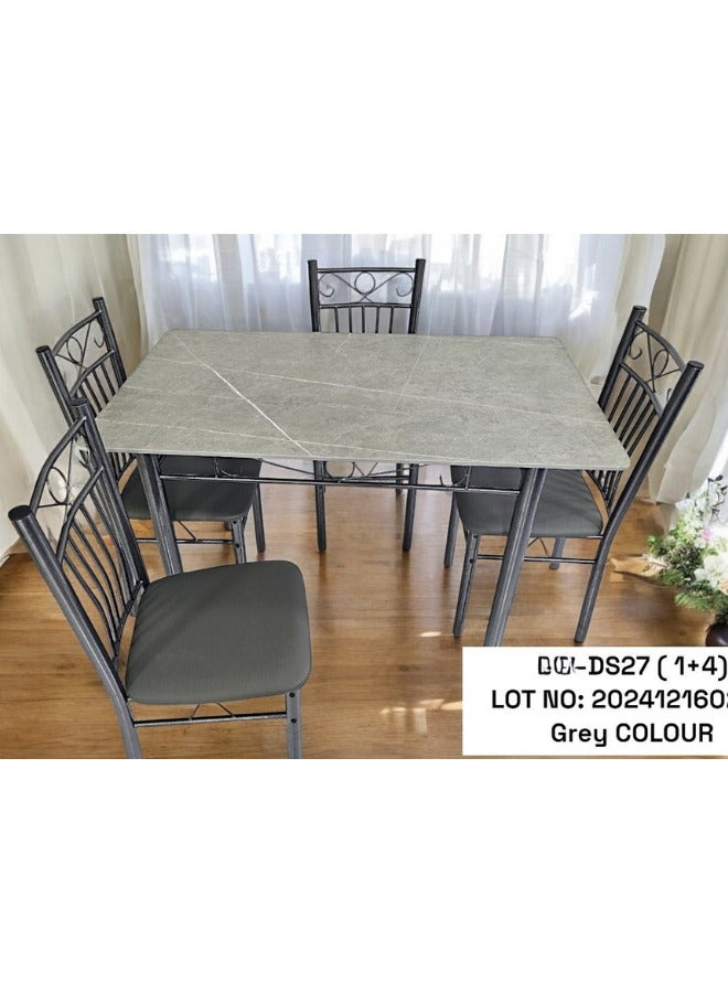 SULSHA 4 Seater Ceramic Top Dining Set - 1 Table & 4 Chairs, Modern Metal Dining Table with Stylish Ceramic Top, Durable 4 Seater Furniture for Dining Room & Kitchen - Image 1