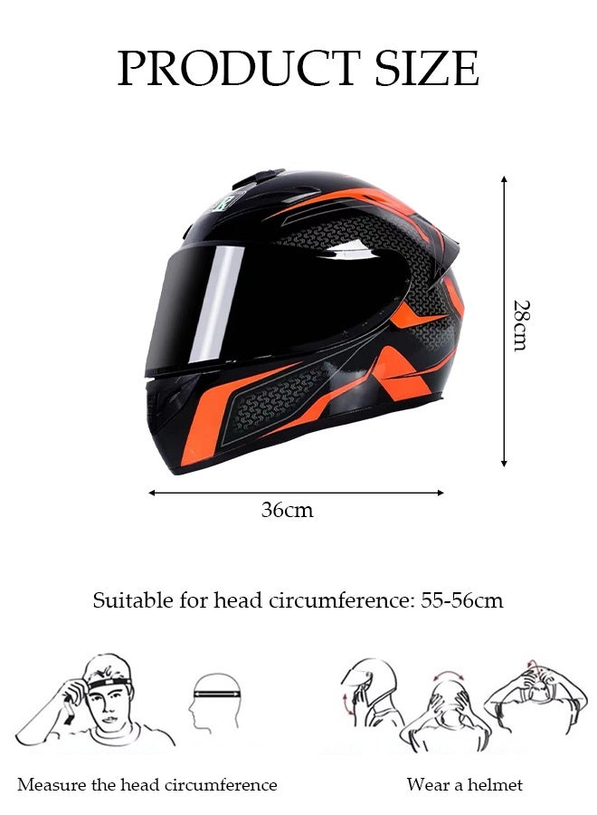 DUNISO Full Face Motorcycle Helmet, Lightweight Crash Resistant Motorcycle Helmet, All Season Cool Racing Helmet，with Black Lenses, Breathable Lining, Suitable for Both Men and Women (M) - Image 2
