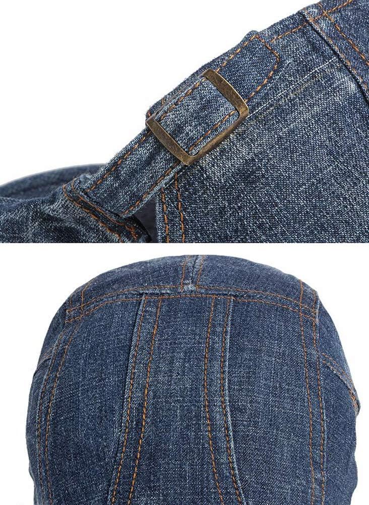 Qunson 2 Pack Mens Denim Cotton Newsboy Cap Ivy Gatsby Driving Hunting Cabbie Hats - Image 5
