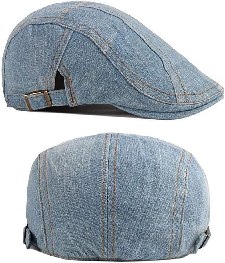 Qunson 2 Pack Mens Denim Cotton Newsboy Cap Ivy Gatsby Driving Hunting Cabbie Hats - Image 4