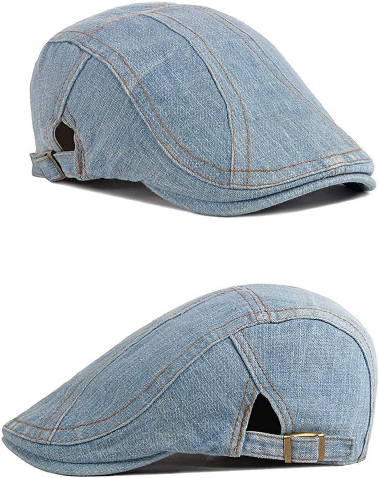 Qunson 2 Pack Mens Denim Cotton Newsboy Cap Ivy Gatsby Driving Hunting Cabbie Hats - Image 3