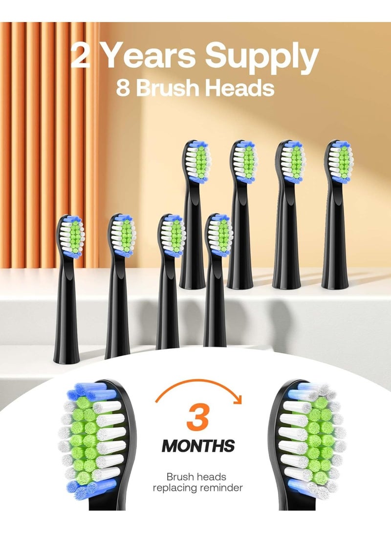 Bitvae Electric Toothbrush for Adults - Ultrasonic Electric Toothbrushes with 8 Brush Heads, ADA Accepted Power Rechargeable Toothbrush with 5 Modes, Smart Timer, Black D2 - Image 4
