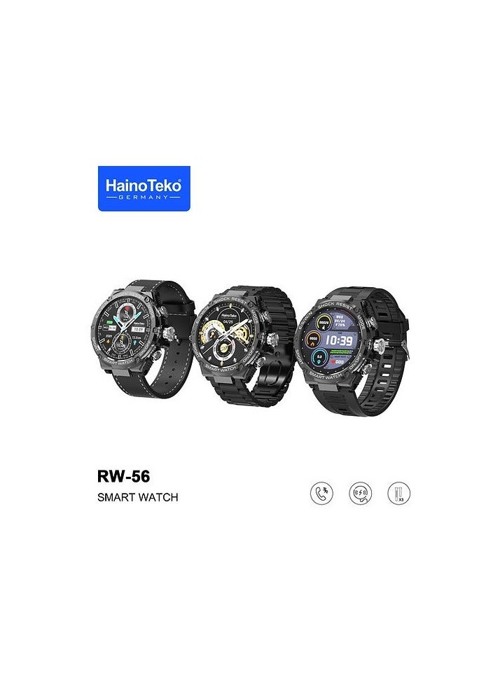 Haino Teko RW 56 Smart Watch - Round AMOLED Screen, Super Size Display, 3 Pair Straps & Wireless Charger - Black - Image 2